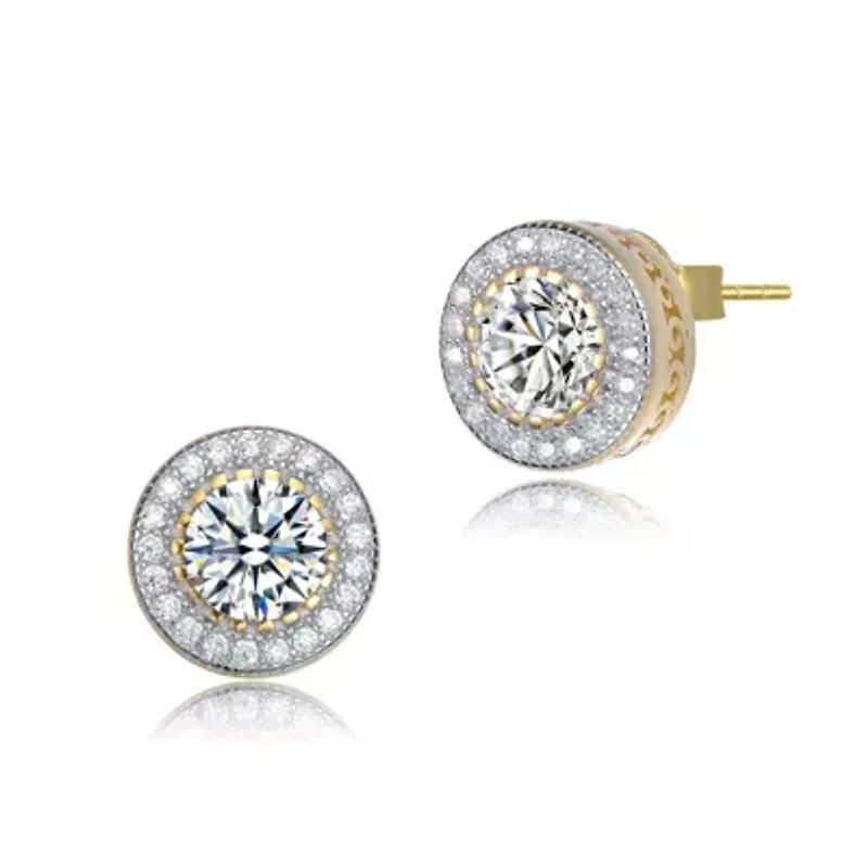 Lab Created Sterling Silver with Clear Cubic Zirconia Round Stud Earrings