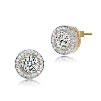 Lab Created Sterling Silver with Clear Cubic Zirconia Round Stud Earrings