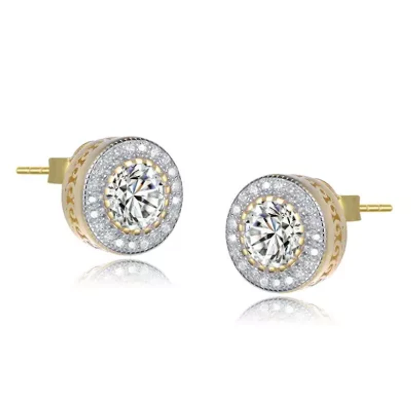 Lab Created Sterling Silver with Clear Cubic Zirconia Round Stud Earrings