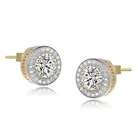 Lab Created Sterling Silver with Clear Cubic Zirconia Round Stud Earrings