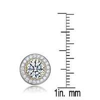 Lab Created Sterling Silver with Clear Cubic Zirconia Round Stud Earrings