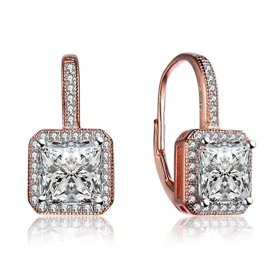 Lab Created Sterling Silver with Colored Cubic Zirconia Square Cushion Drop Earrings