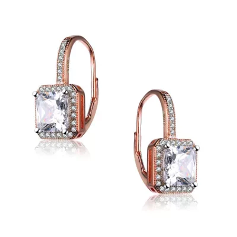 Lab Created Sterling Silver with Colored Cubic Zirconia Square Cushion Drop Earrings