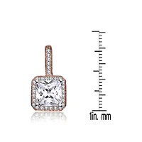 Lab Created Sterling Silver with Colored Cubic Zirconia Square Cushion Drop Earrings
