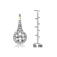 Lab Created Sterling Silver with Clear Round Cubic Zirconia Halo Drop Earrings