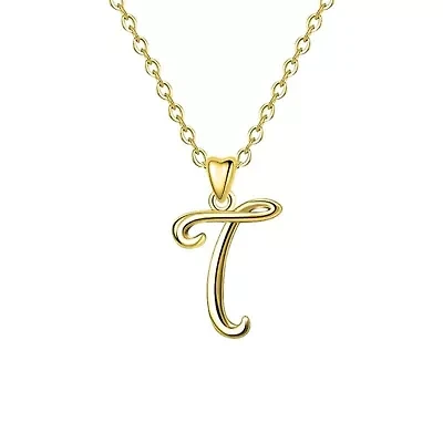 Lab Created 14K Gold Plated Sleek Initial Necklace