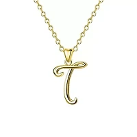 Lab Created 14K Gold Plated Sleek Initial Necklace