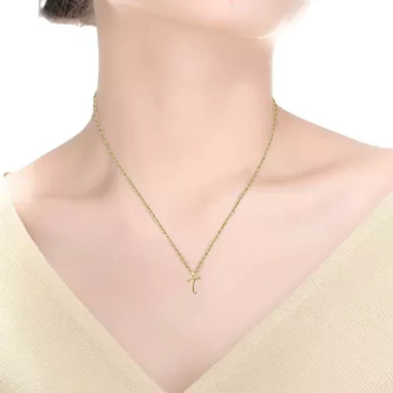 Lab Created 14K Gold Plated Sleek Initial Necklace