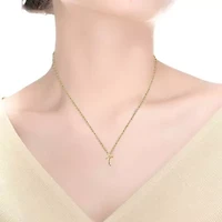 Lab Created 14K Gold Plated Sleek Initial Necklace