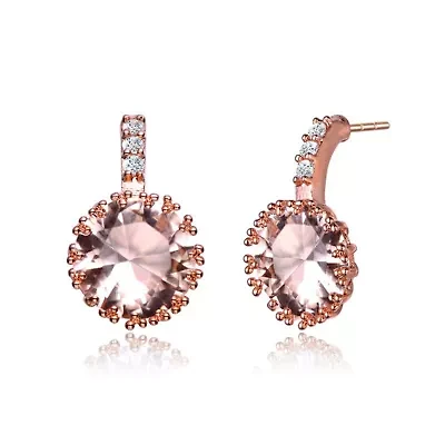 Lab Created Sterling Silver with Clear Cubic Zirconia Solitaire Triple Prong Drop Earrings