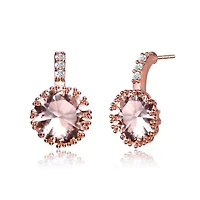 Lab Created Sterling Silver with Clear Cubic Zirconia Solitaire Triple Prong Drop Earrings