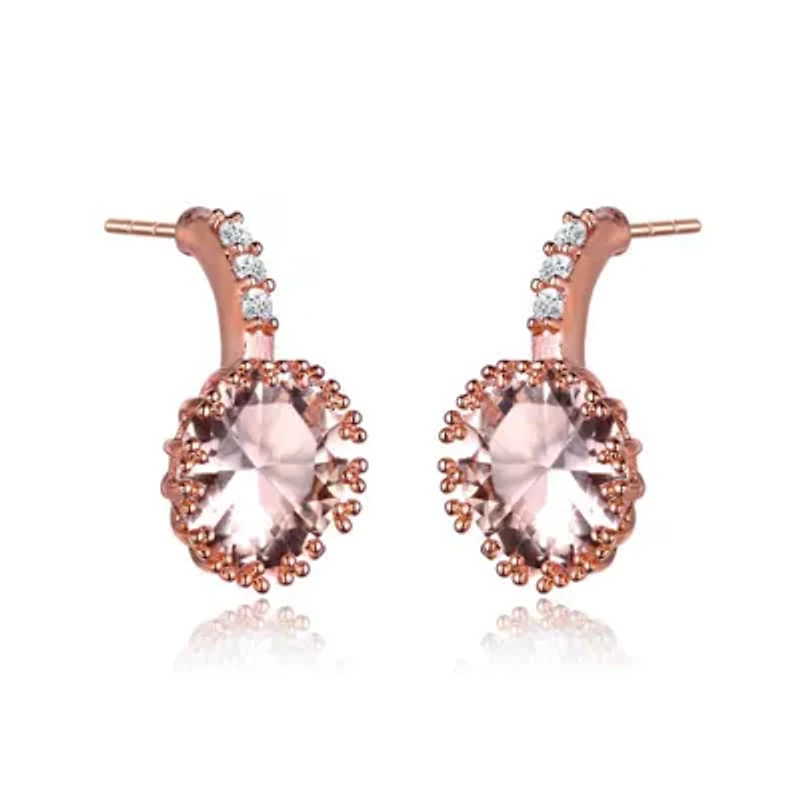 Lab Created Sterling Silver with Clear Cubic Zirconia Solitaire Triple Prong Drop Earrings