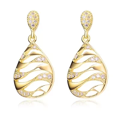 Lab Created Sterling Silver with Clear Round Cubic Zirconia Drop Earrings