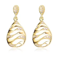 Lab Created Sterling Silver with Clear Round Cubic Zirconia Drop Earrings