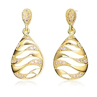Lab Created Sterling Silver with Clear Round Cubic Zirconia Drop Earrings