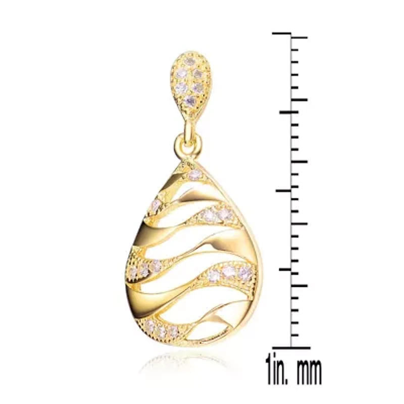 Lab Created Sterling Silver with Clear Round Cubic Zirconia Drop Earrings