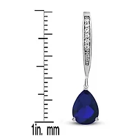 Lab Created Sterling Silver White Gold Plating with Colored Cubic Zirconia Teardrop Leaver Back Earrings