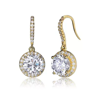 Lab Created Sterling Silver with Clear Cubic Zirconia Dangle Hook Earrings