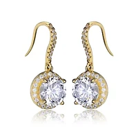 Lab Created Sterling Silver with Clear Cubic Zirconia Dangle Hook Earrings