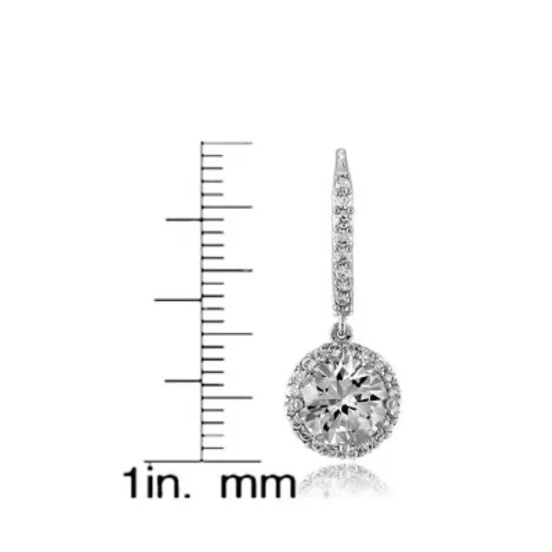 Lab Created Sterling Silver with Clear Cubic Zirconia Dangle Hook Earrings