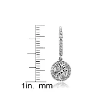 Lab Created Sterling Silver with Clear Cubic Zirconia Dangle Hook Earrings