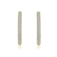 Lab Created Sterling Silver with Clear Cubic Zirconia Encrusted Thin Hoop Earrings
