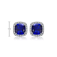 Lab Created Sterling Silver White Gold Plated with Colored Cubic Zirconia Halo Stud Earrings