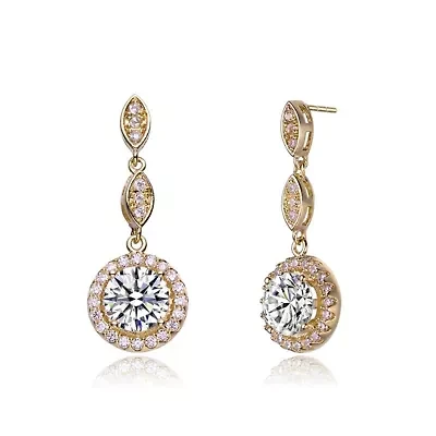 Lab Created Sterling Silver with Clear Cubic Zirconia Drop Earrings