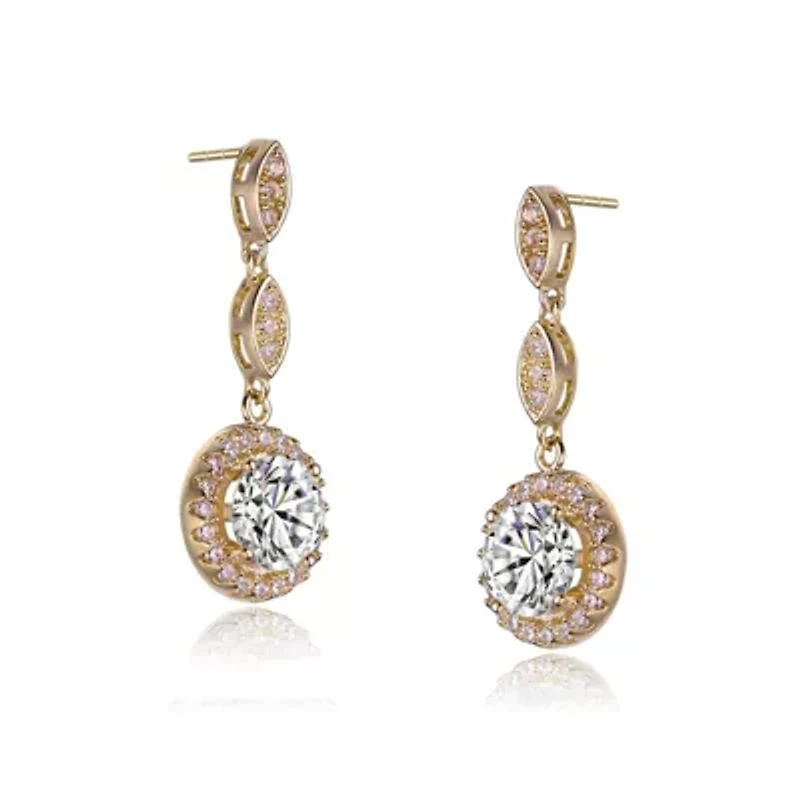 Lab Created Sterling Silver with Clear Cubic Zirconia Drop Earrings