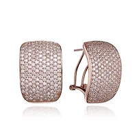 Lab Created Sterling Silver with Clear Cubic Zirconia Square Omega Back Earrings