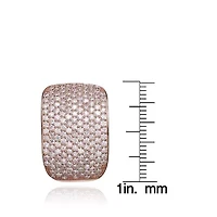 Lab Created Sterling Silver with Clear Cubic Zirconia Square Omega Back Earrings