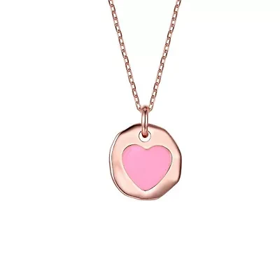 Lab Created Children's with Colored Heart Enamel Medallion Pendant Necklace