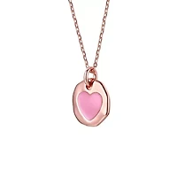 Lab Created Children's with Colored Heart Enamel Medallion Pendant Necklace