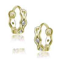 Lab Created Sterling Silver with Clear Cubic Zirconia Small Round Hoop Earrings