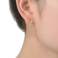 Lab Created Sterling Silver with Clear Cubic Zirconia Small Round Hoop Earrings