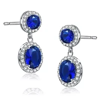 Lab Created Sterling Silver White Gold Plating with Colored Cubic Zirconia Stately Drop Earrings