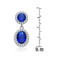 Lab Created Sterling Silver White Gold Plating with Colored Cubic Zirconia Stately Drop Earrings