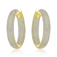 Lab Created Sterling Silver with Clear Cubic Zirconia 10-Row French Pave Inside Out Hoop Earrings