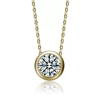 Lab Created Round Solitaire with Bezel Set Clear Cubic Zirconia Floating Pendant Necklace