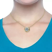 Lab Created Round Solitaire with Bezel Set Clear Cubic Zirconia Floating Pendant Necklace