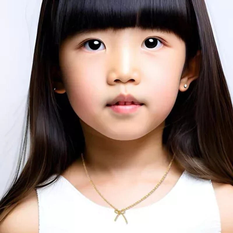 Lab Created 14K Gold Plated Ribbon Bow-Tie Gifted Pendant Necklace for Kids
