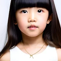 Lab Created 14K Gold Plated Ribbon Bow-Tie Gifted Pendant Necklace for Kids