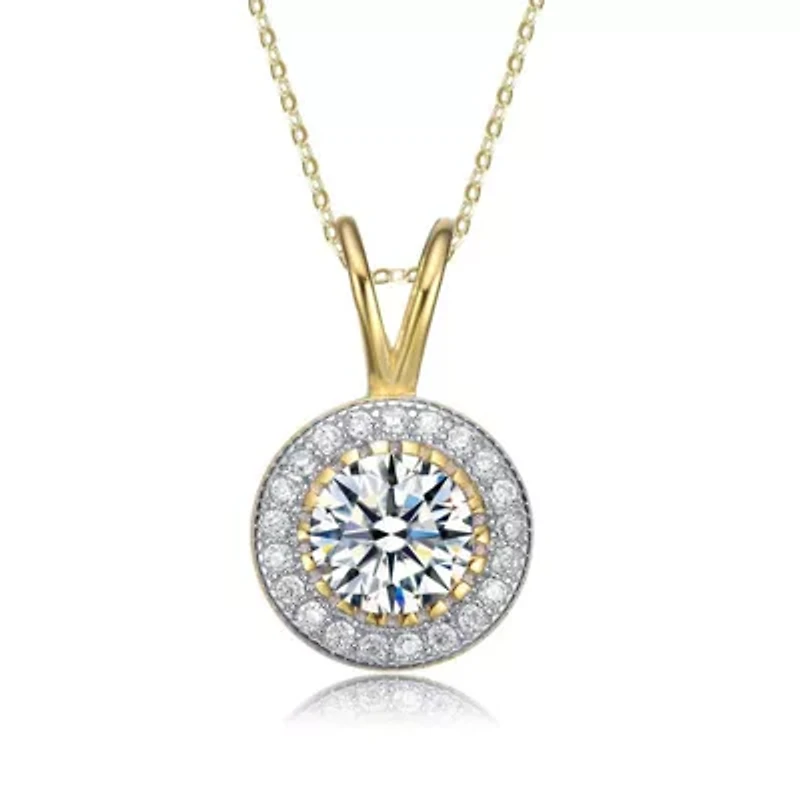 Lab Created Clear Cubic Zirconia Round Solitaire Pendant Necklace