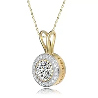 Lab Created Clear Cubic Zirconia Round Solitaire Pendant Necklace