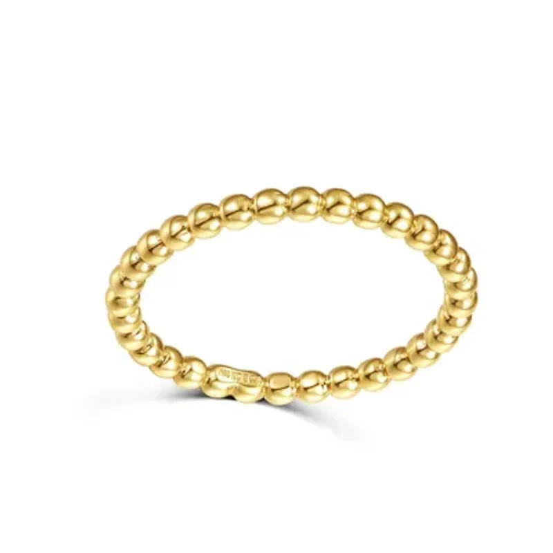 Lab Created 14K Gold Plated with Clear Cubic Zirconia Beaded Stacking Ring Wedding Band for Kids/Teens