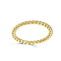Lab Created 14K Gold Plated with Clear Cubic Zirconia Beaded Stacking Ring Wedding Band for Kids/Teens