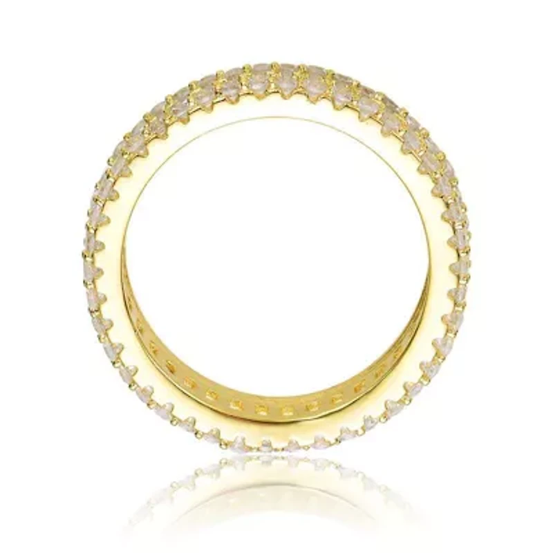 Lab Created 14K Gold Plated with Clear Baguette Cubic Zirconia Wide Band Ring