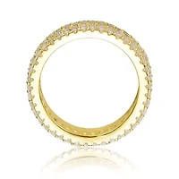 Lab Created 14K Gold Plated with Clear Baguette Cubic Zirconia Wide Band Ring