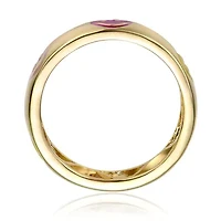 Lab Created 14K Gold Plated with Yellow & Pink Enamel Emoji Smiling Face Stacking Band for Kids/Teens