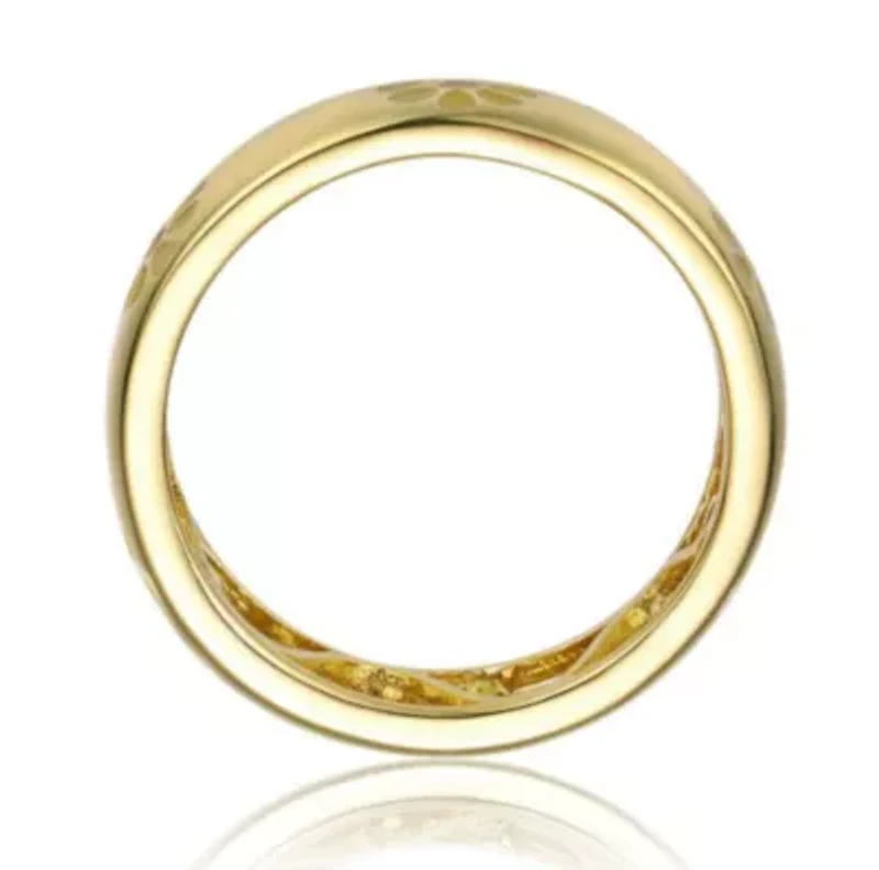 Lab Created 14K Gold Plated with Yellow & Orange Enamel Daisy Stacking Band Ring for Kids/Teens